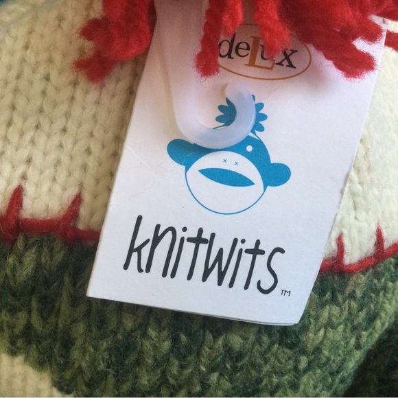 Delux Wool Blend Sock Monkey Pilot Toque Hat Hand made Green NWT - Picture 4 of 10